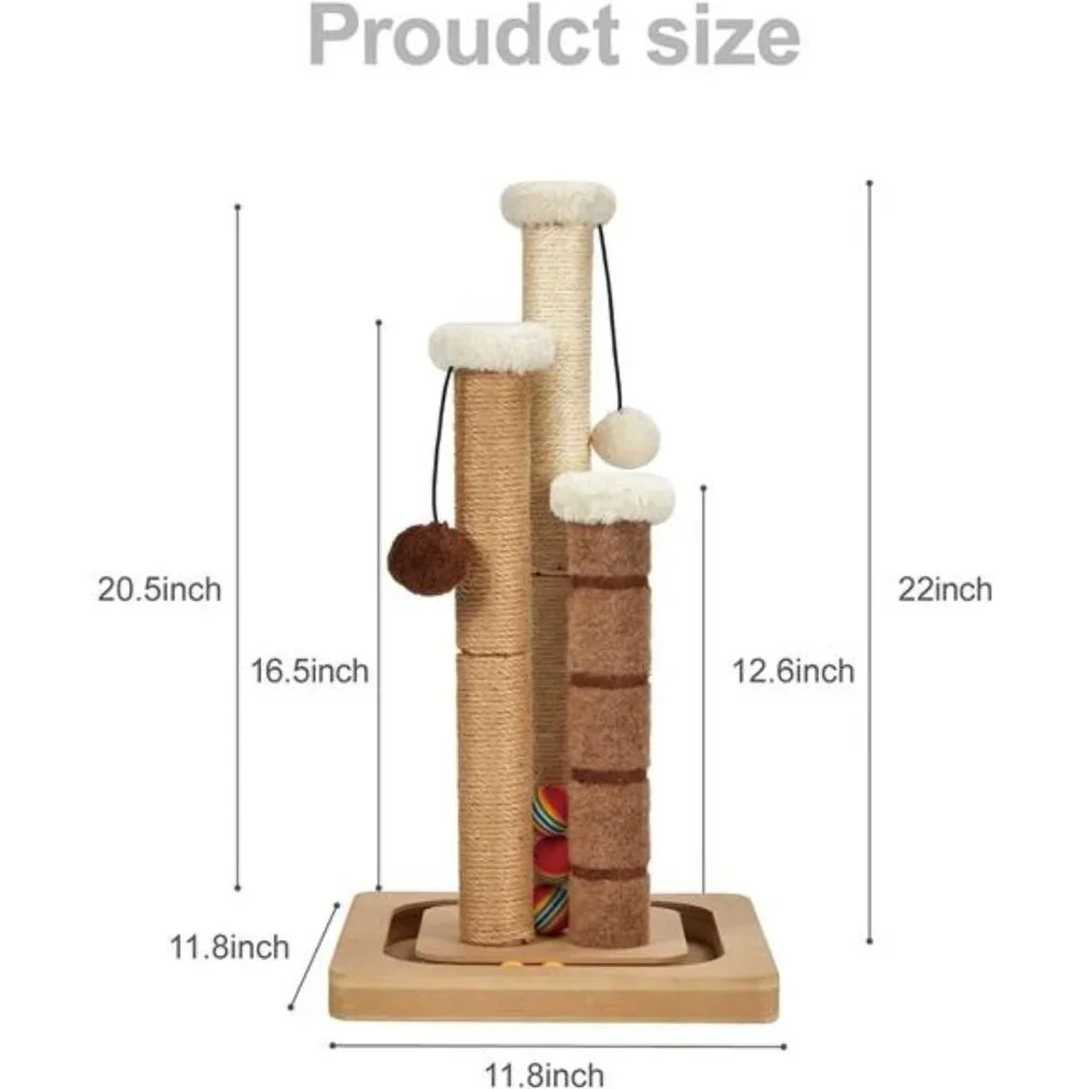 Cat Scratching Post Premium Natural Sisal Jute Carpet 3 Scratch Posts